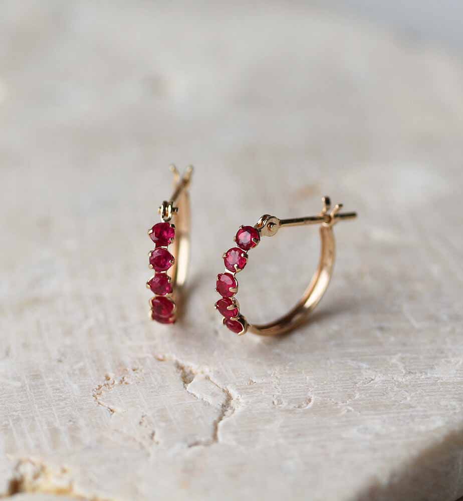  「ルビー スナップ フープ ピアス  | K10YG」|ピアス|K10 イエローゴールド