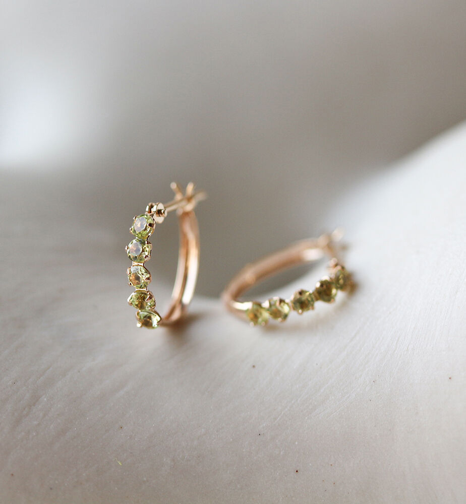  「ペリドット スナップ フープ ピアス  | K10YG」|ピアス|K10 イエローゴールド