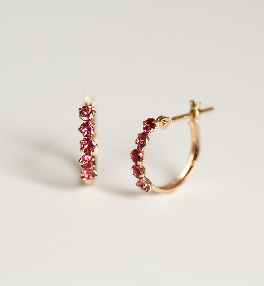  「ピンクトルマリン スナップ フープ ピアス  | K10YG」|ピアス|K10 イエローゴールド