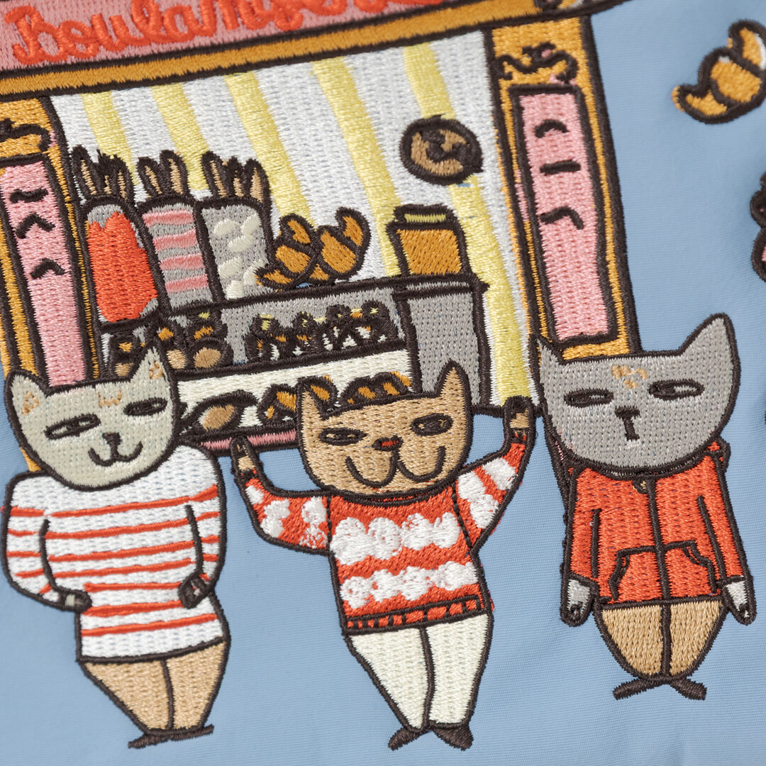  「THE THREE CATS 刺繍フラットポーチ」|ポーチ|