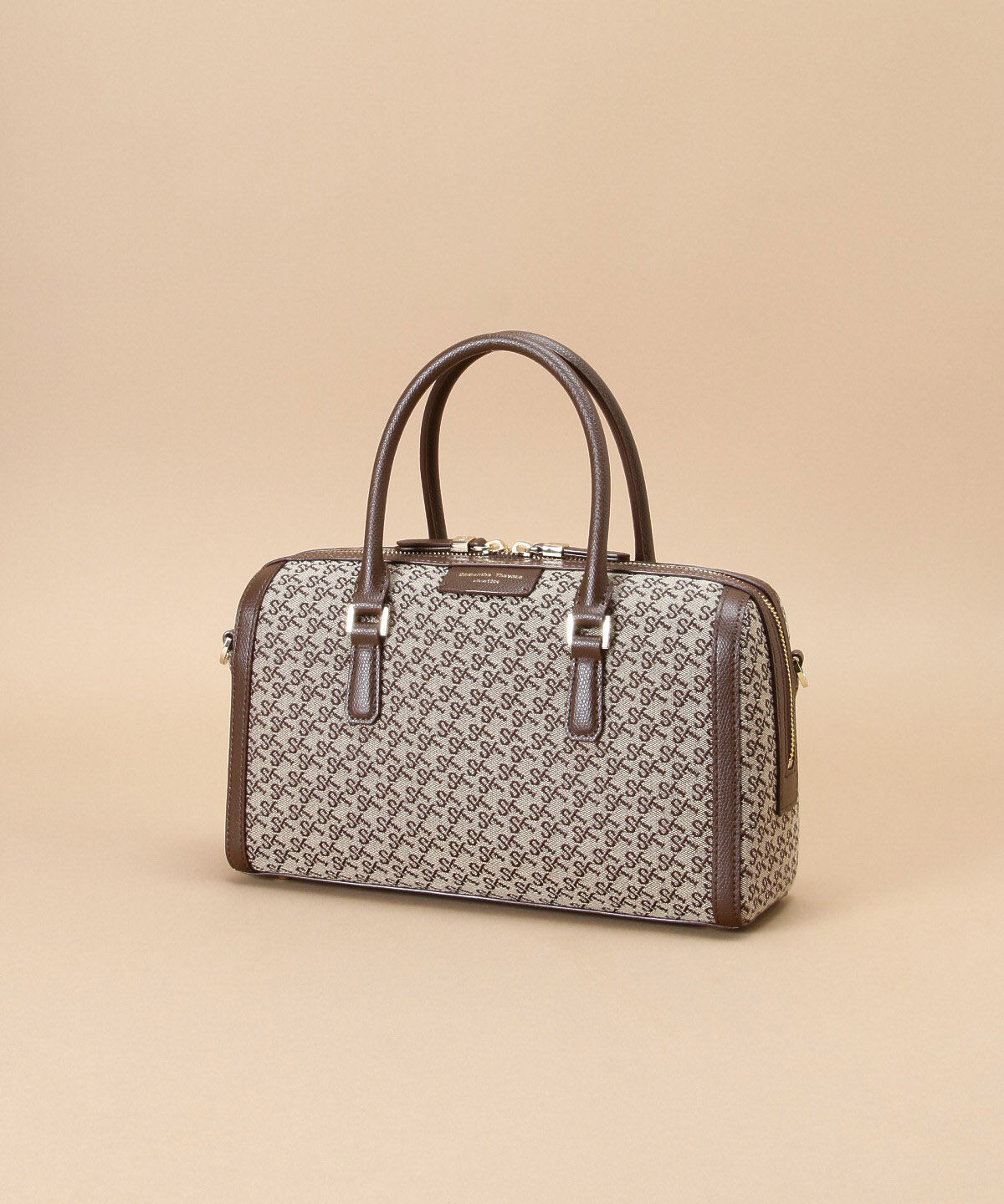 Samantha Thavasa「ST Jacquard ボストン オリゾンタール」|ボストンバッグ|ブラウン