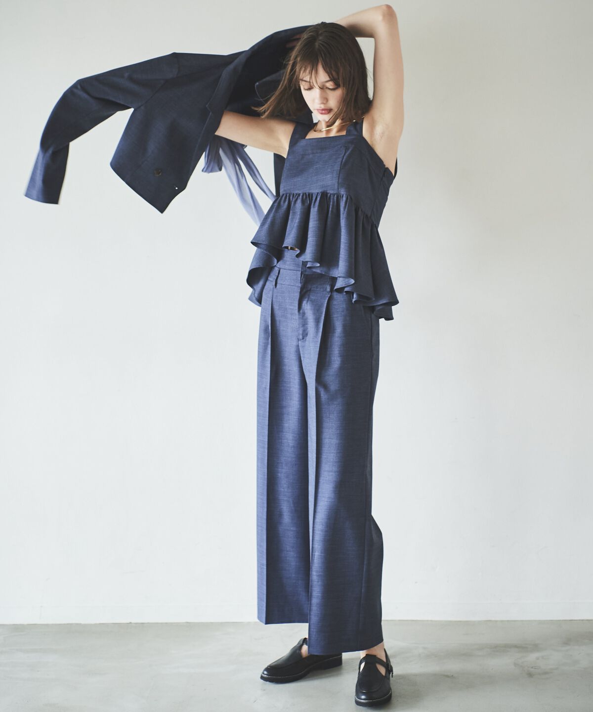 アンドクチュール「シャンブレーハイウエストワイドパンツ」|その他|