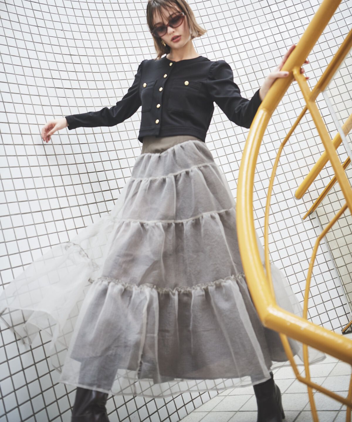 アンドクチュール「ポンチノーカラー長袖ジャケット」|その他|