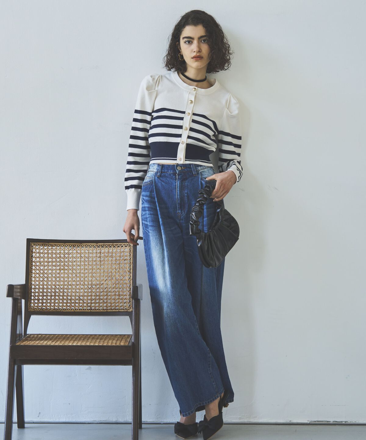 アンドクチュール「パワショルクルーネックカーディガン」|カーディガン|