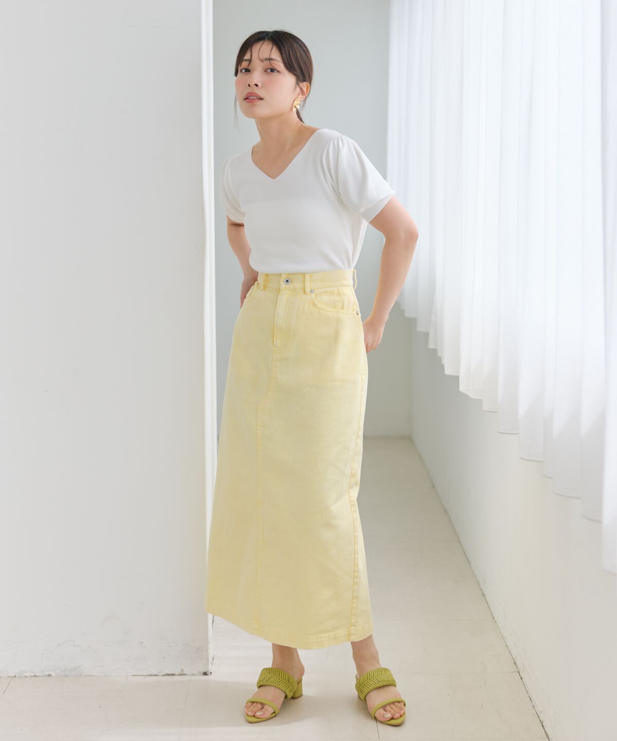 アンドクチュール「ウォッシュドカラーデニムスカート」|スカート|