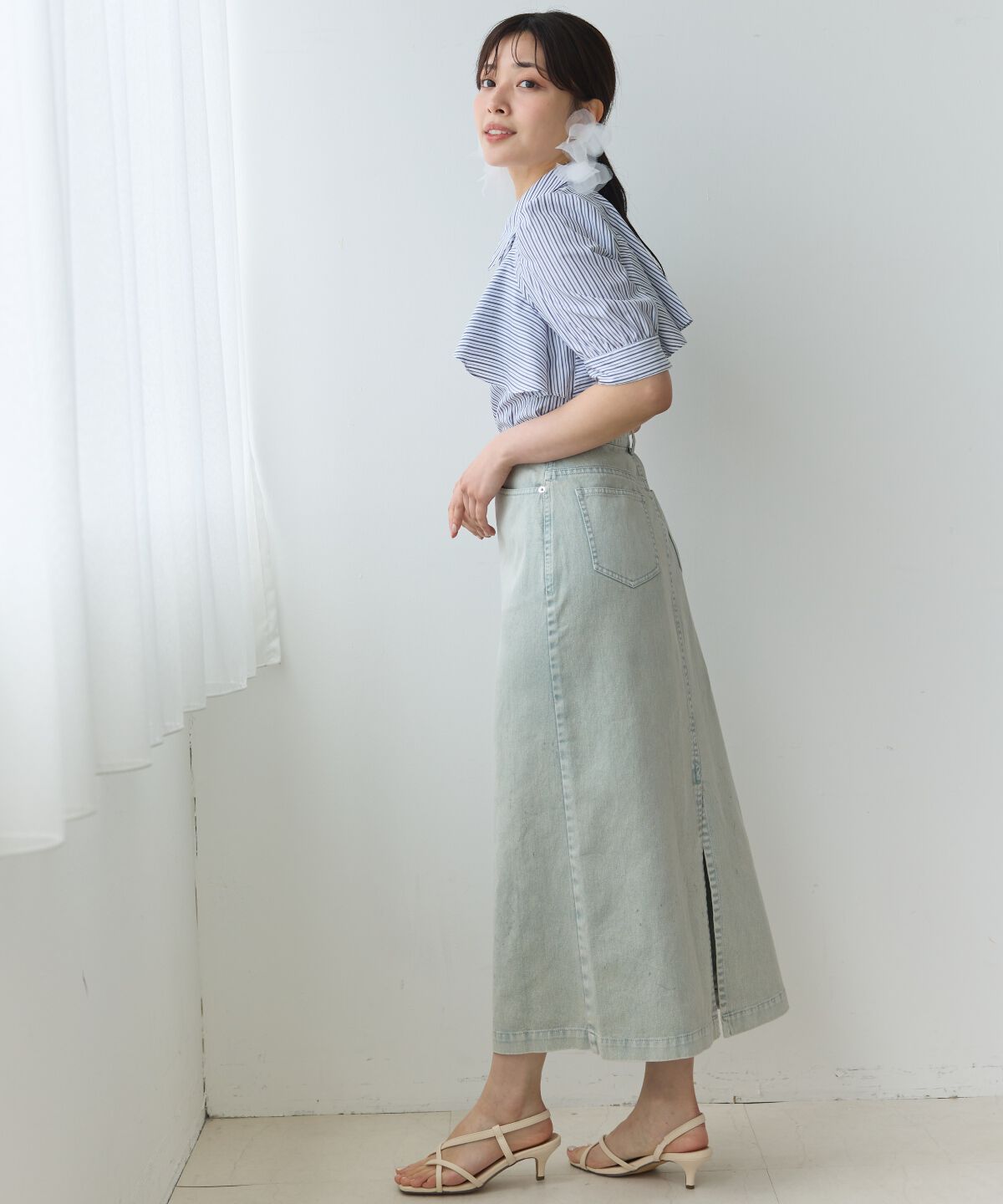 アンドクチュール「ウォッシュドカラーデニムスカート」|スカート|