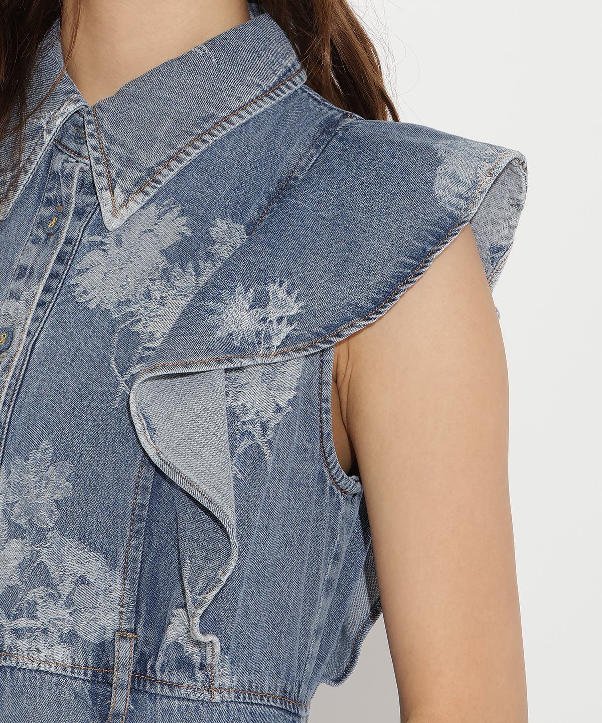 アンドクチュール「デニムフラワージャガードワンピース」|ワンピース|