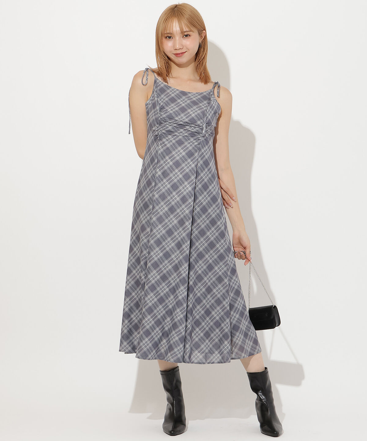 アンドクチュール「バイヤスチェックキャミワンピース」|ワンピース|