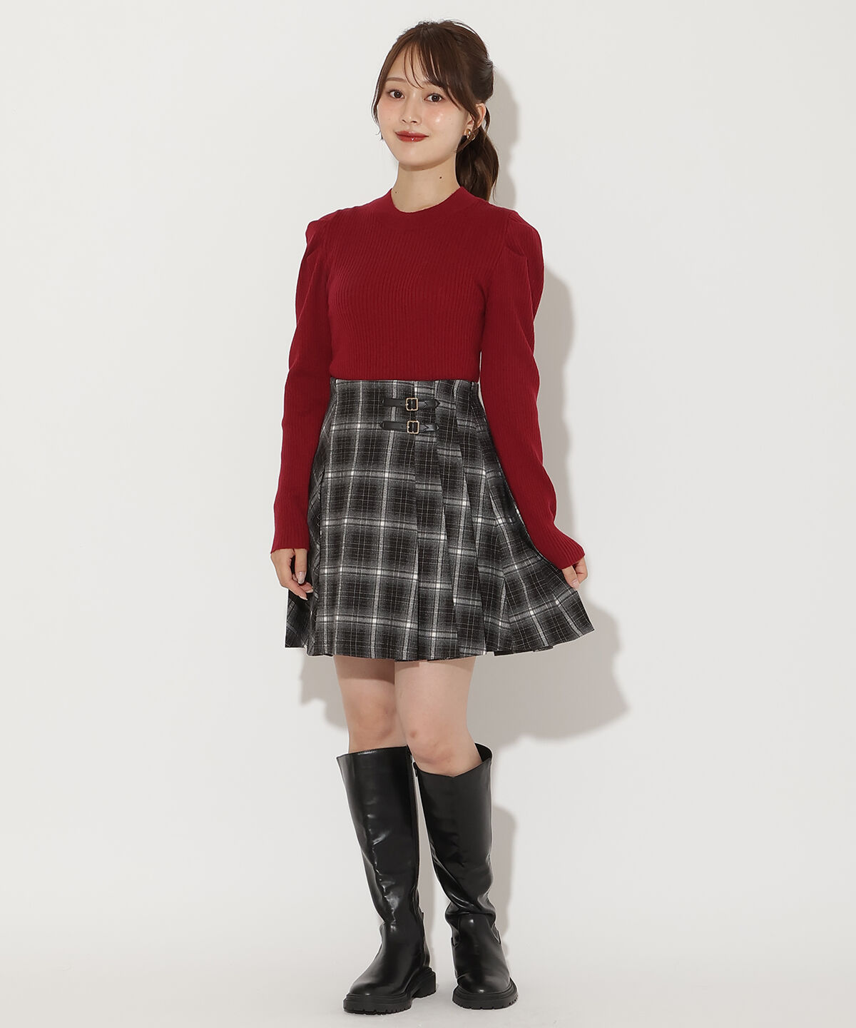 アンドクチュール「チェックミニスカート」|台形|