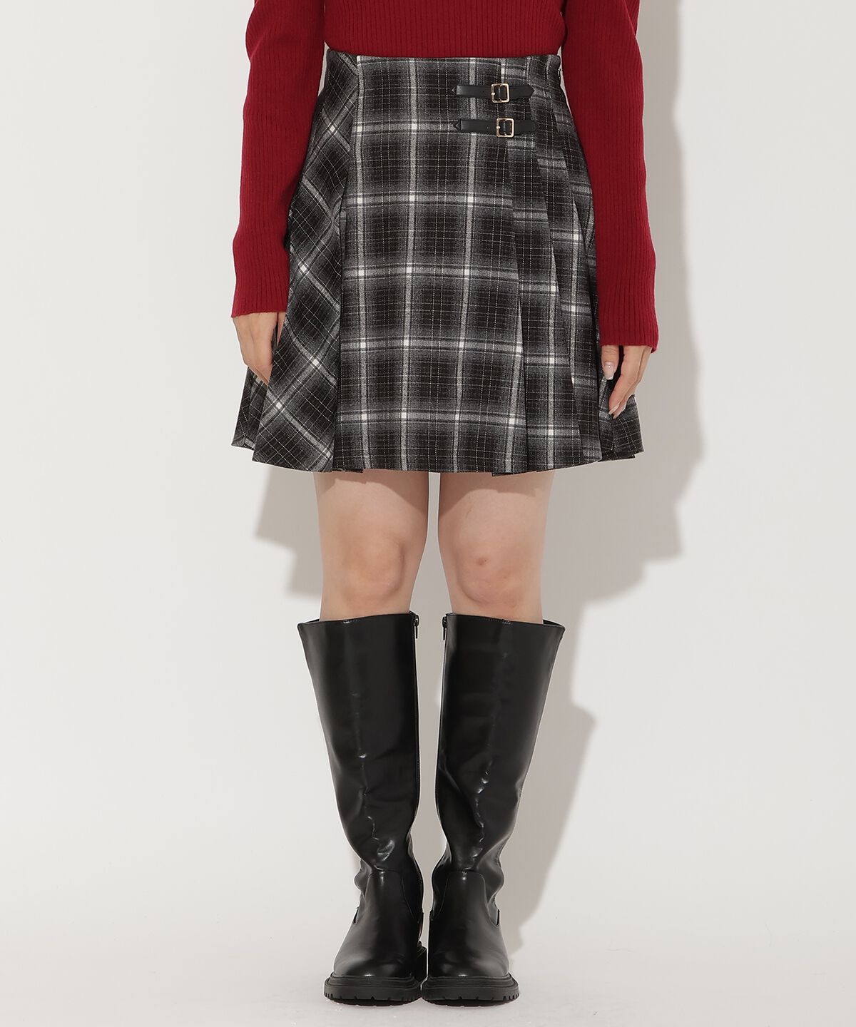 アンドクチュール「チェックミニスカート」|台形|