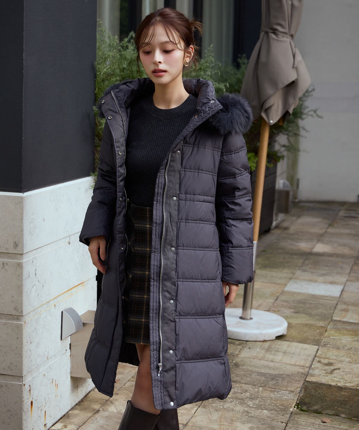 アンドクチュール「FOXファー付きプレミアムミドルロングダウン」|ダウン|