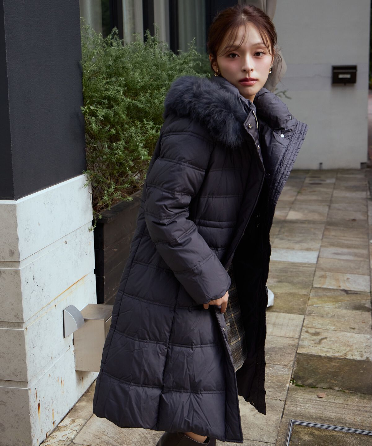 アンドクチュール「FOXファー付きプレミアムミドルロングダウン」|ダウン|