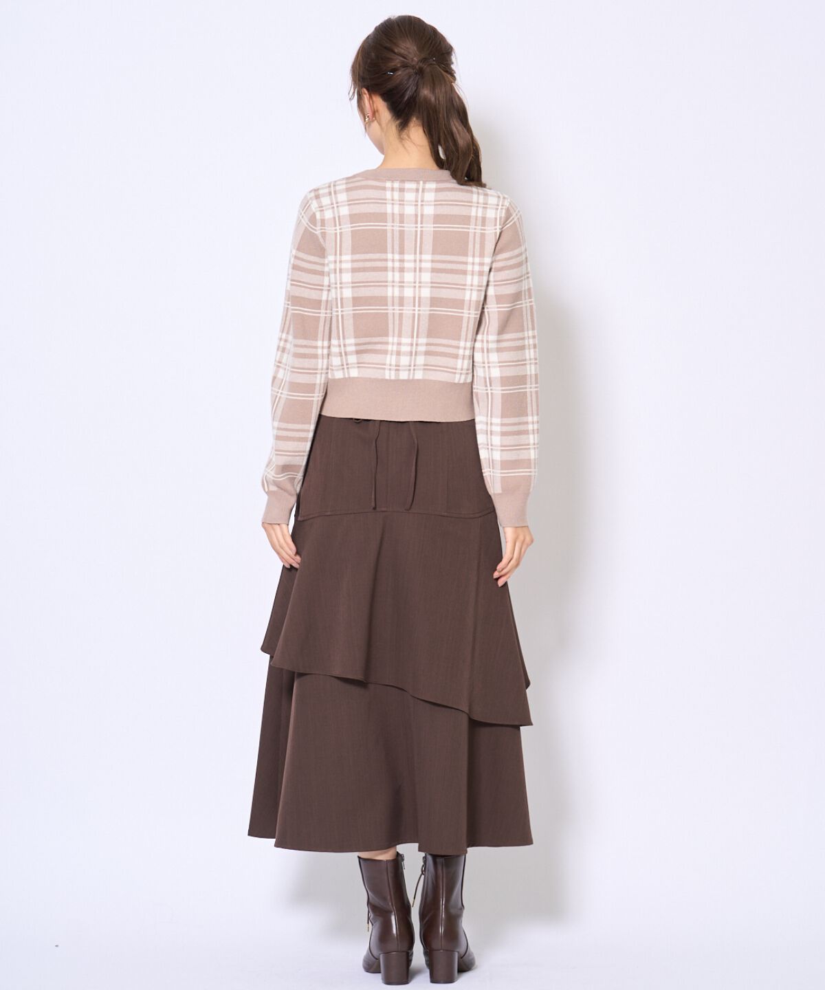 アンドクチュール「チェックジャガードニットカーディガン」|カーディガン|