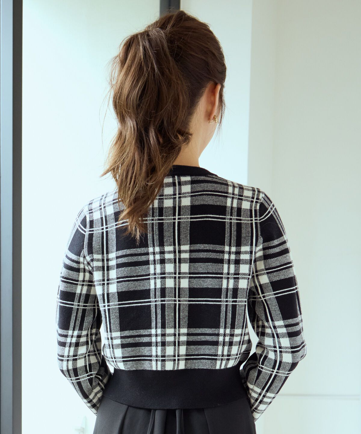 アンドクチュール「チェックジャガードニットカーディガン」|カーディガン|