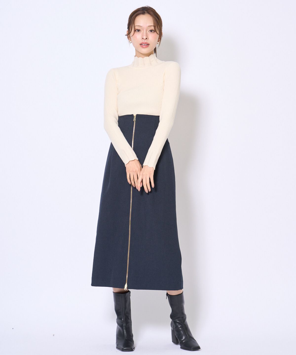 アンドクチュール「スカラハイネックニットプルオーバー」|ニット・セーター|