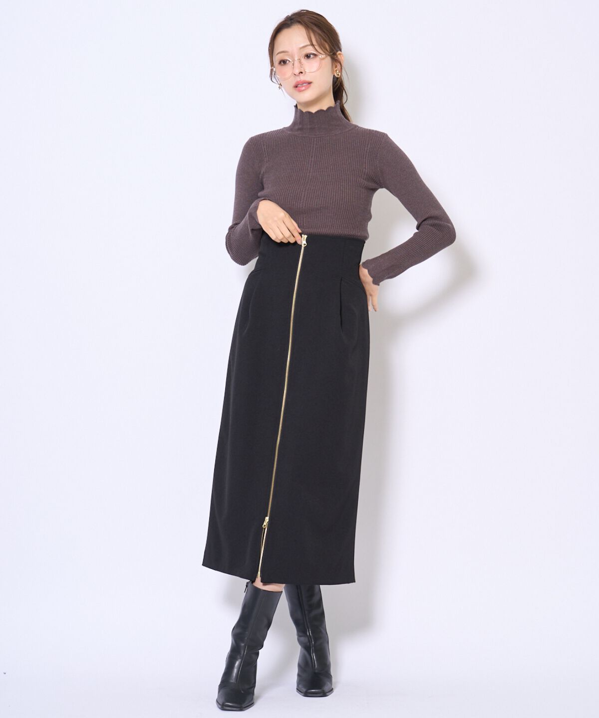 アンドクチュール「スカラハイネックニットプルオーバー」|ニット・セーター|