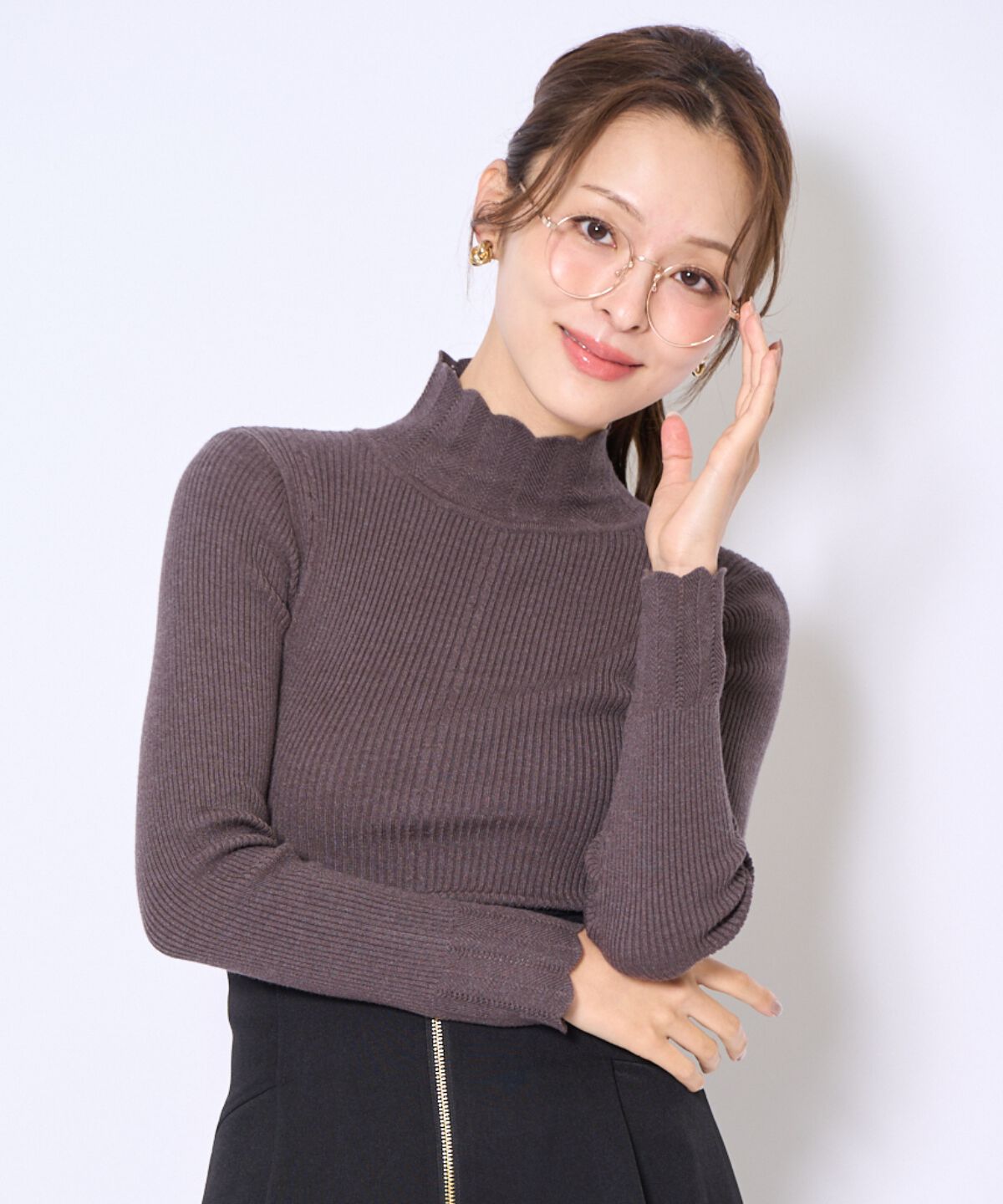 アンドクチュール「スカラハイネックニットプルオーバー」|ニット・セーター|