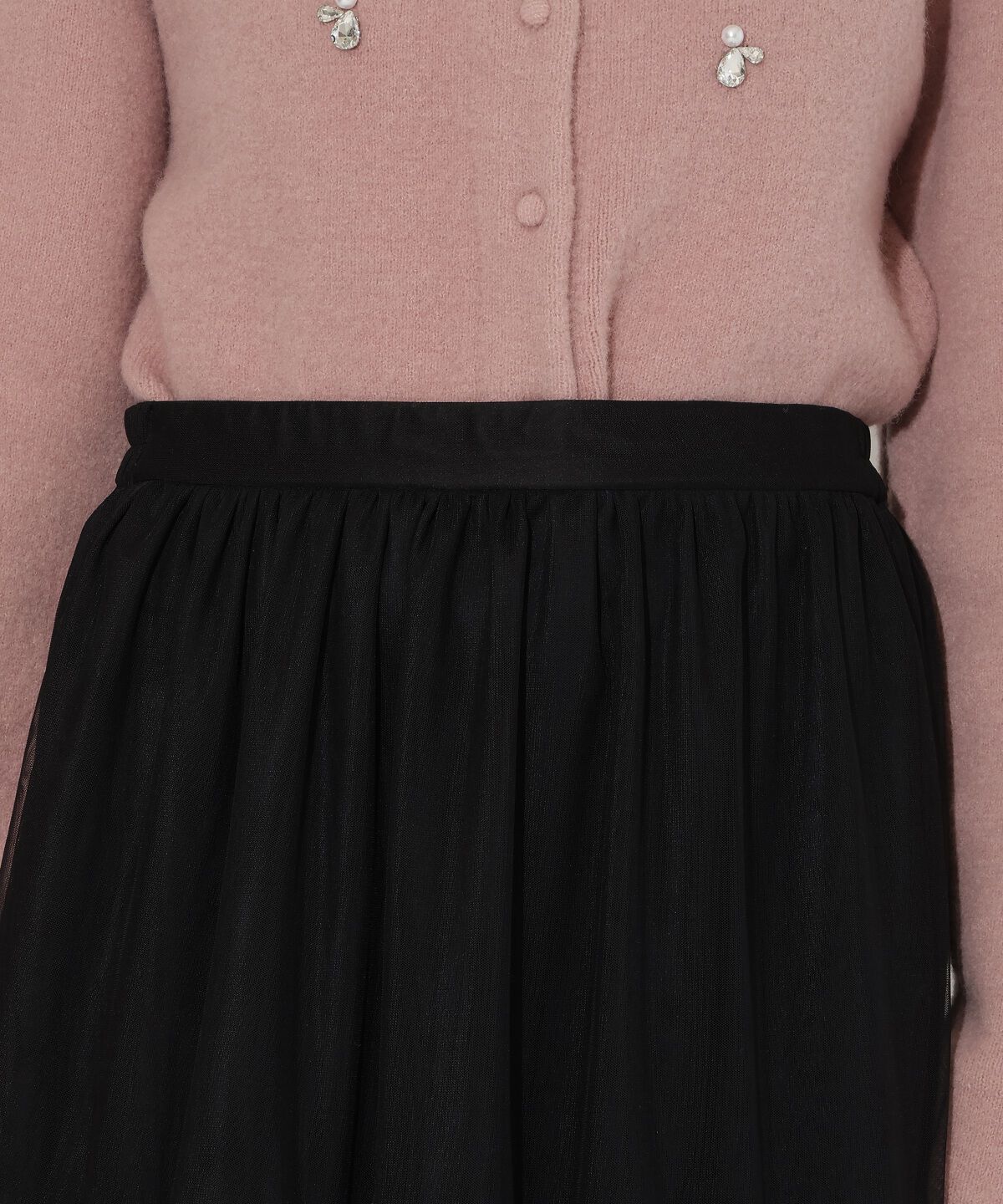 アンドクチュール「チュールティアードギャザースカート」|フレア|