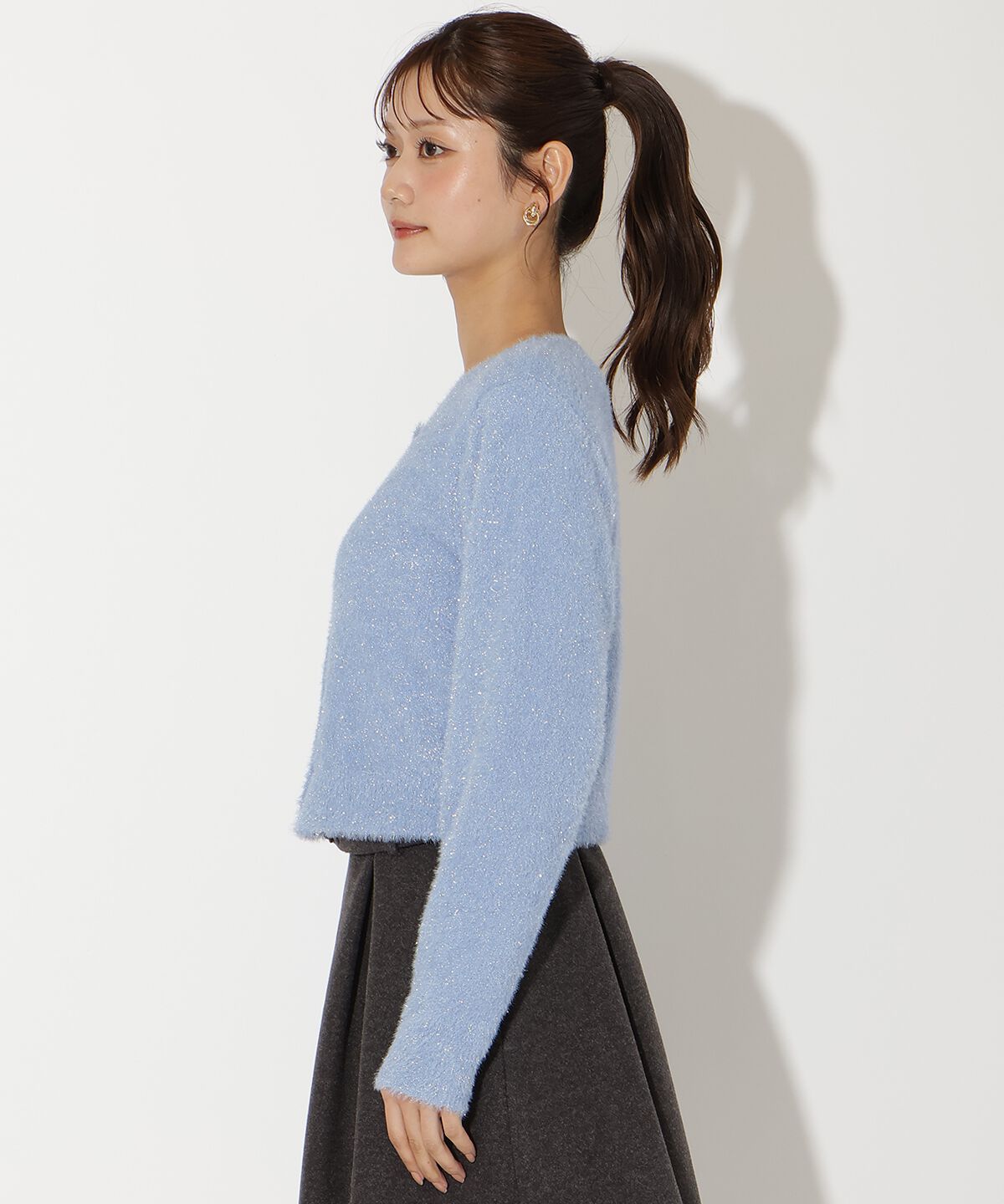 アンドクチュール「ラメシャギーニットカーディガン」|カーディガン|