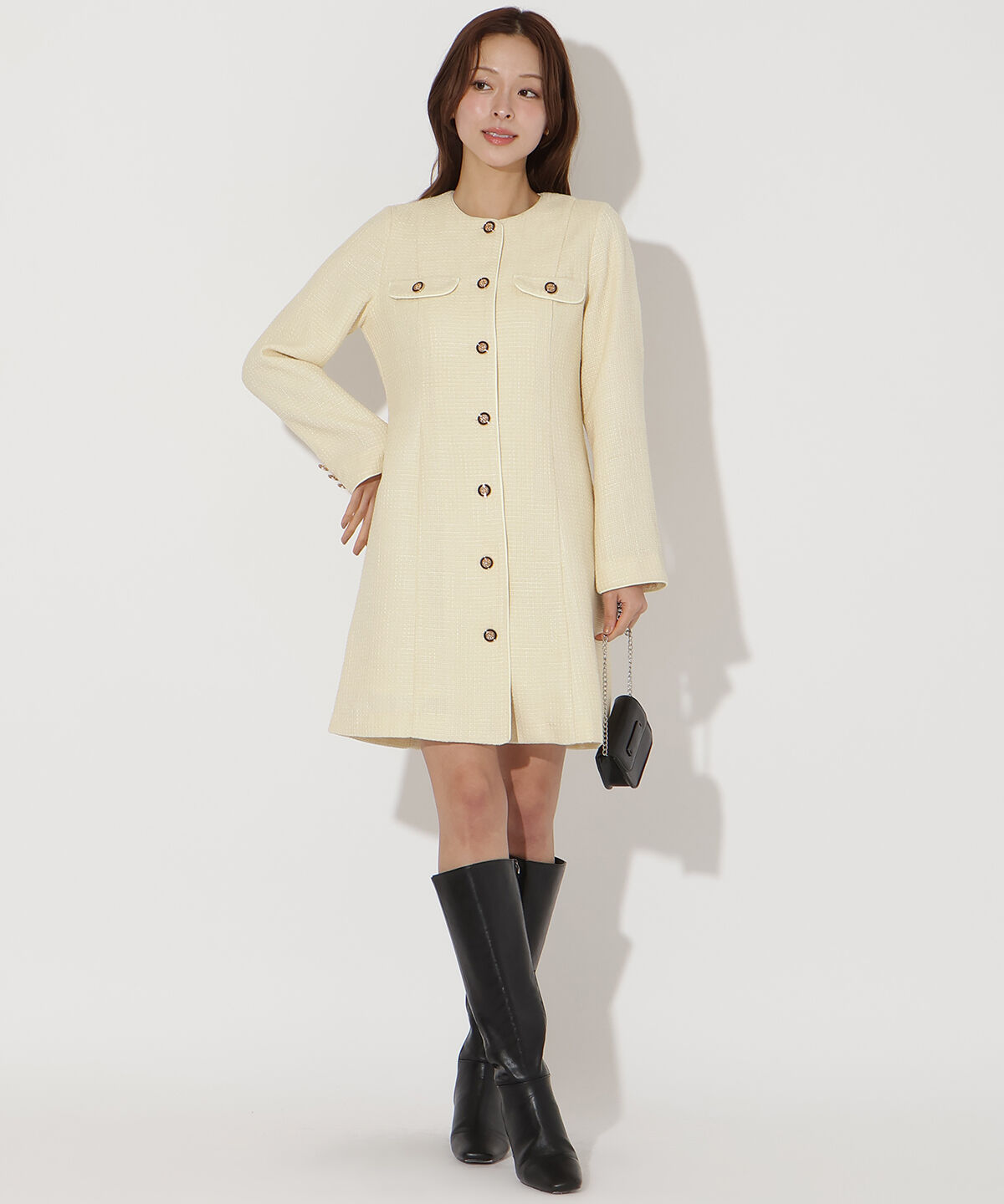 アンドクチュール「ツイードミニワンピース」|ワンピース|ﾍﾞｰｼﾞｭ系その他