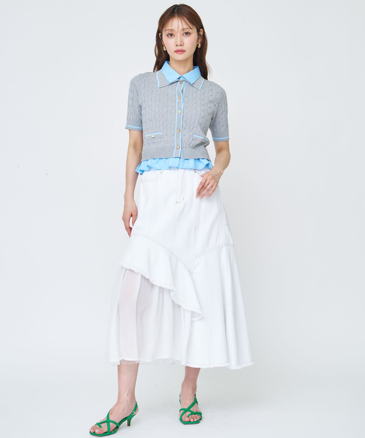 アンドクチュール「チュール切替デニムスカート」|スカート|