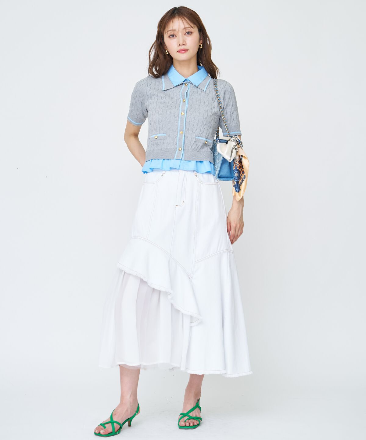 アンドクチュール「チュール切替デニムスカート」|スカート|