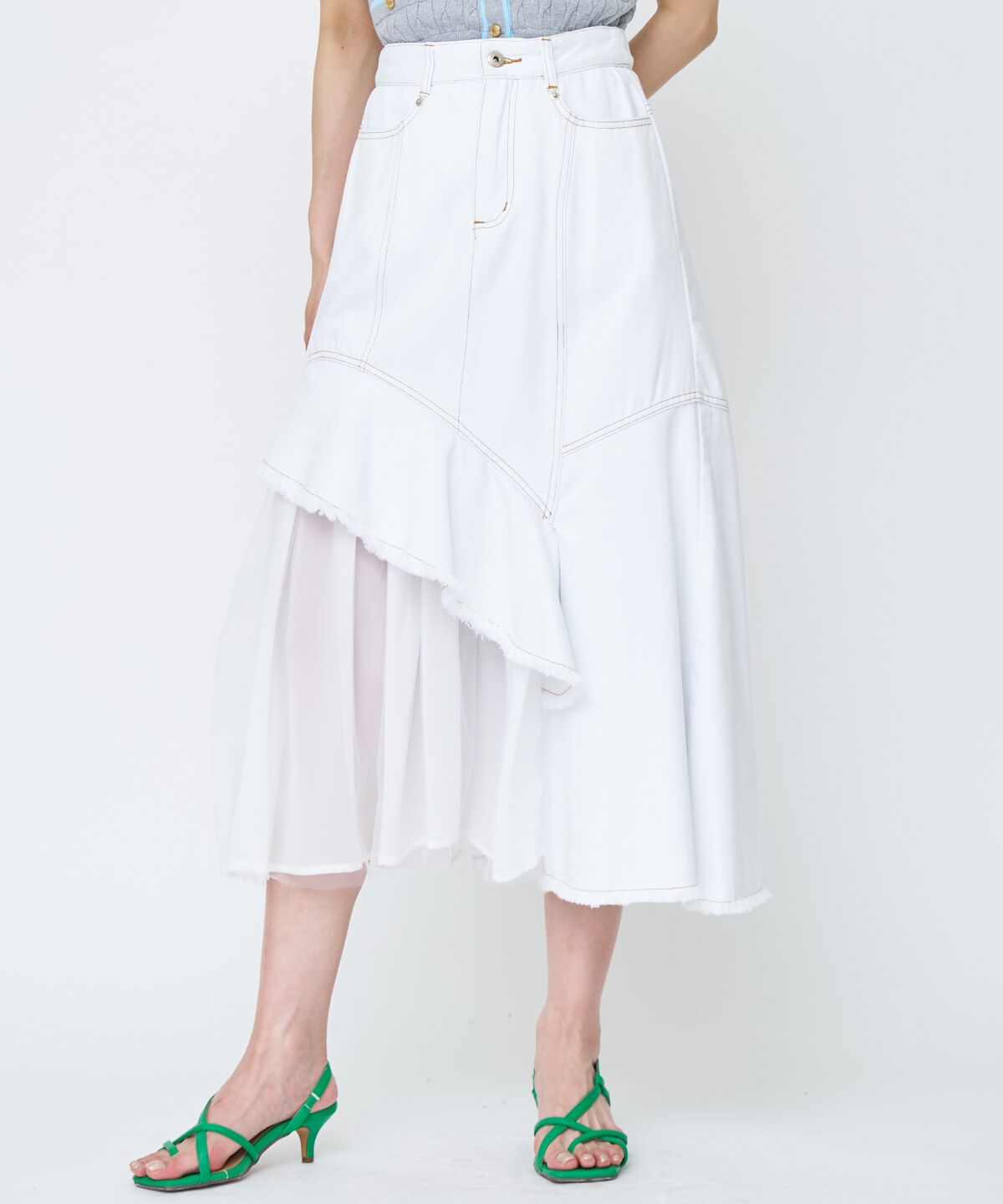 アンドクチュール「チュール切替デニムスカート」|スカート|