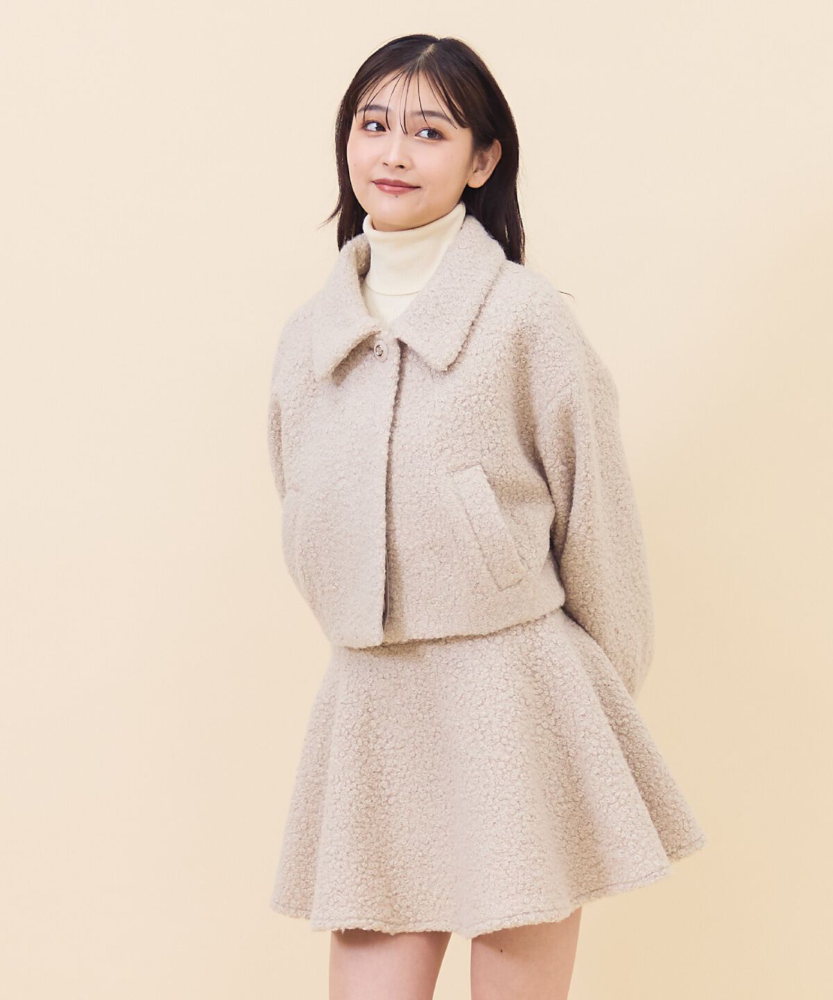 REDYAZEL「ブークレフレアミニスカート」|フレア|ベージュ