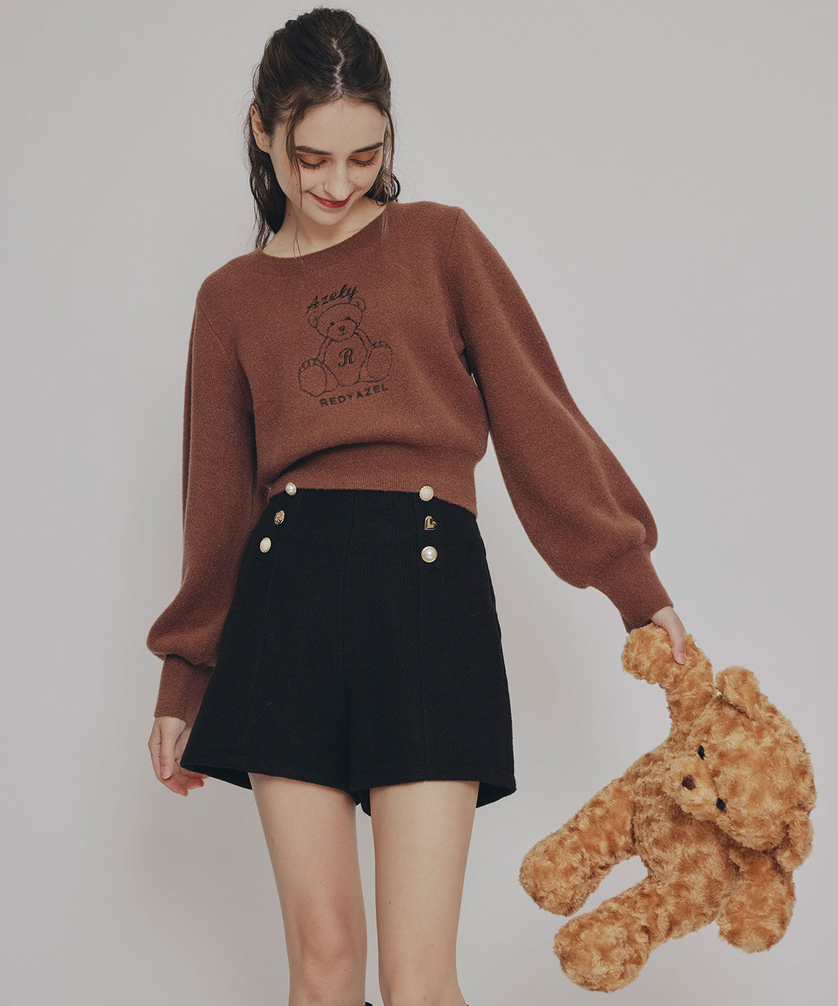 REDYAZEL「Azelyフラッフィニットプルオーバー」|ニット・セーター|ブラウン