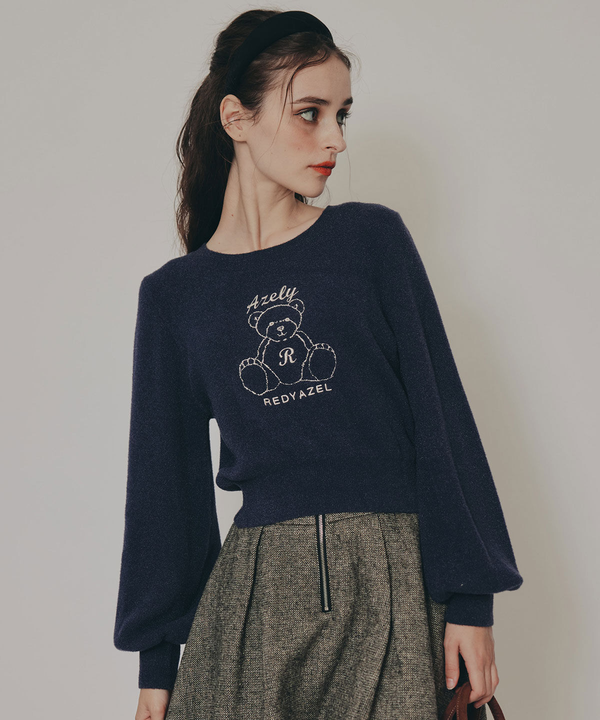 REDYAZEL「Azelyフラッフィニットプルオーバー」|ニット・セーター|ネイビー