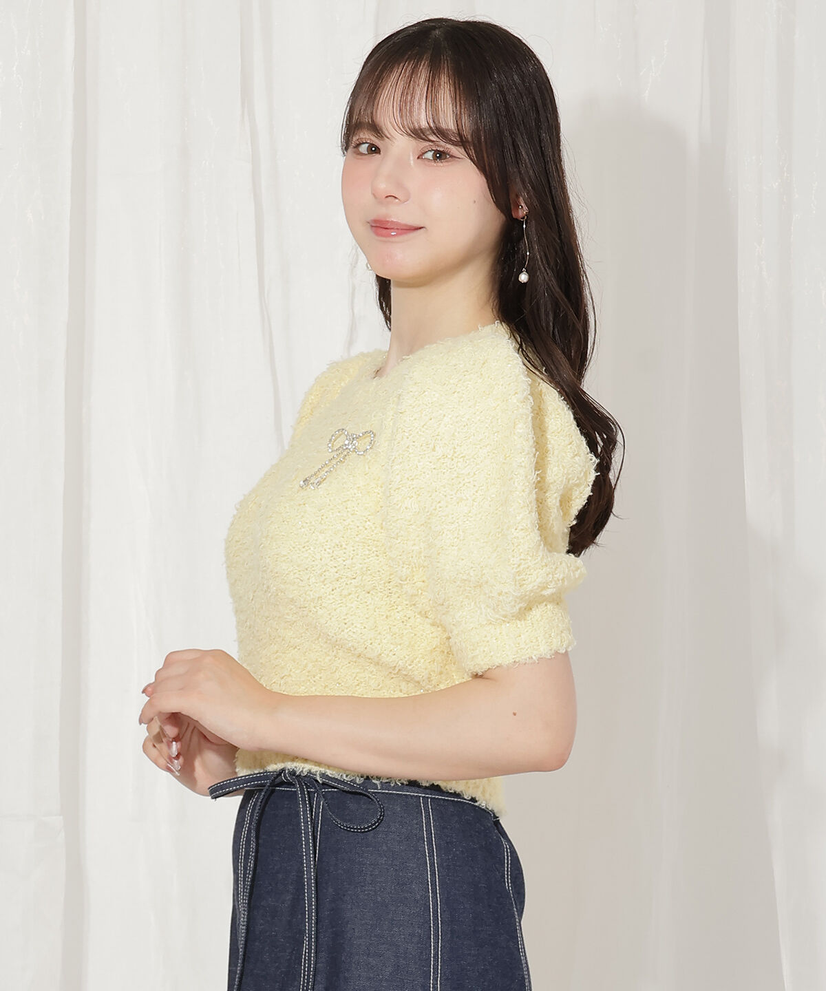 WILLSELECTION「リボンブローチ付きテディヤーンニット」|ニット・セーター|