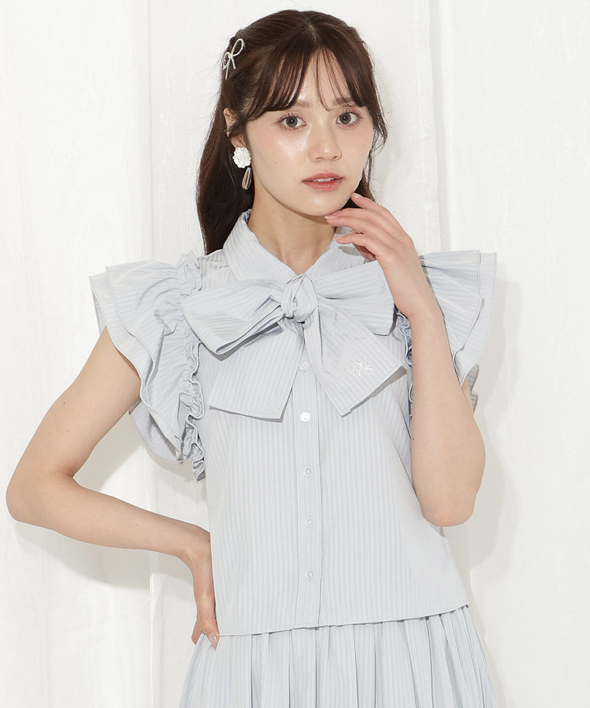 WILLSELECTION「刺繍入りボウタイストライプブラウス」|シャツ・ブラウス|