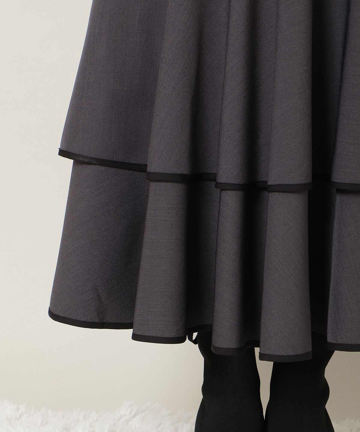 WILLSELECTION「パイピングヘムティアードスカート」|フレア|