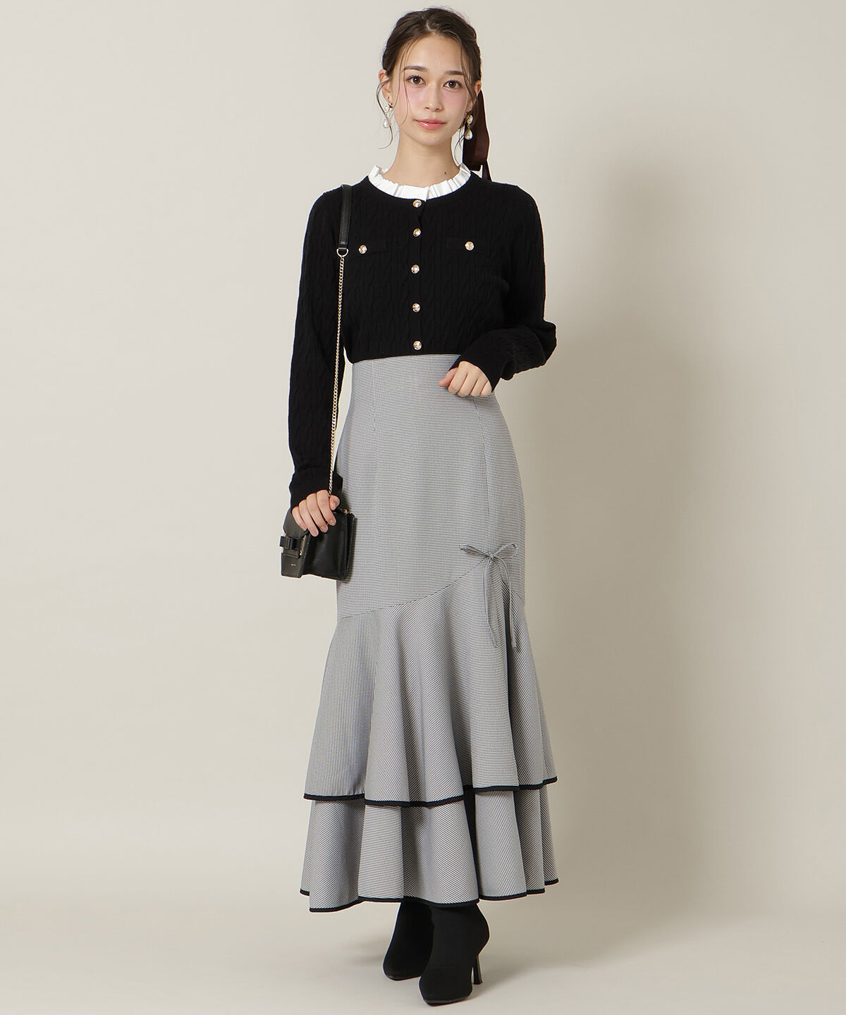 WILLSELECTION「パイピングヘムティアードスカート」|フレア|