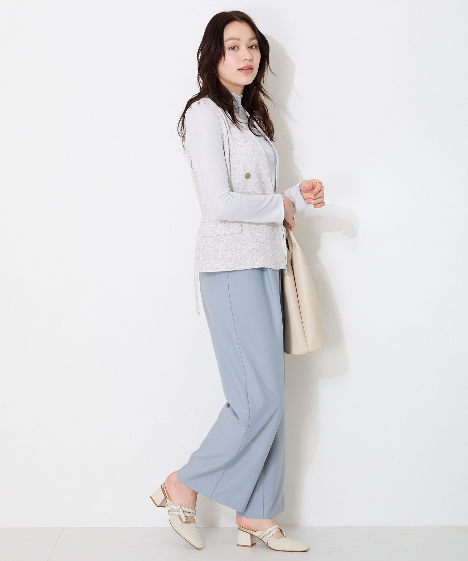 ORiental TRaffic「ニット&times;リボンミュールパンプス/51120 パンプス ミュール ニット 人気 売れてる」|パンプス|