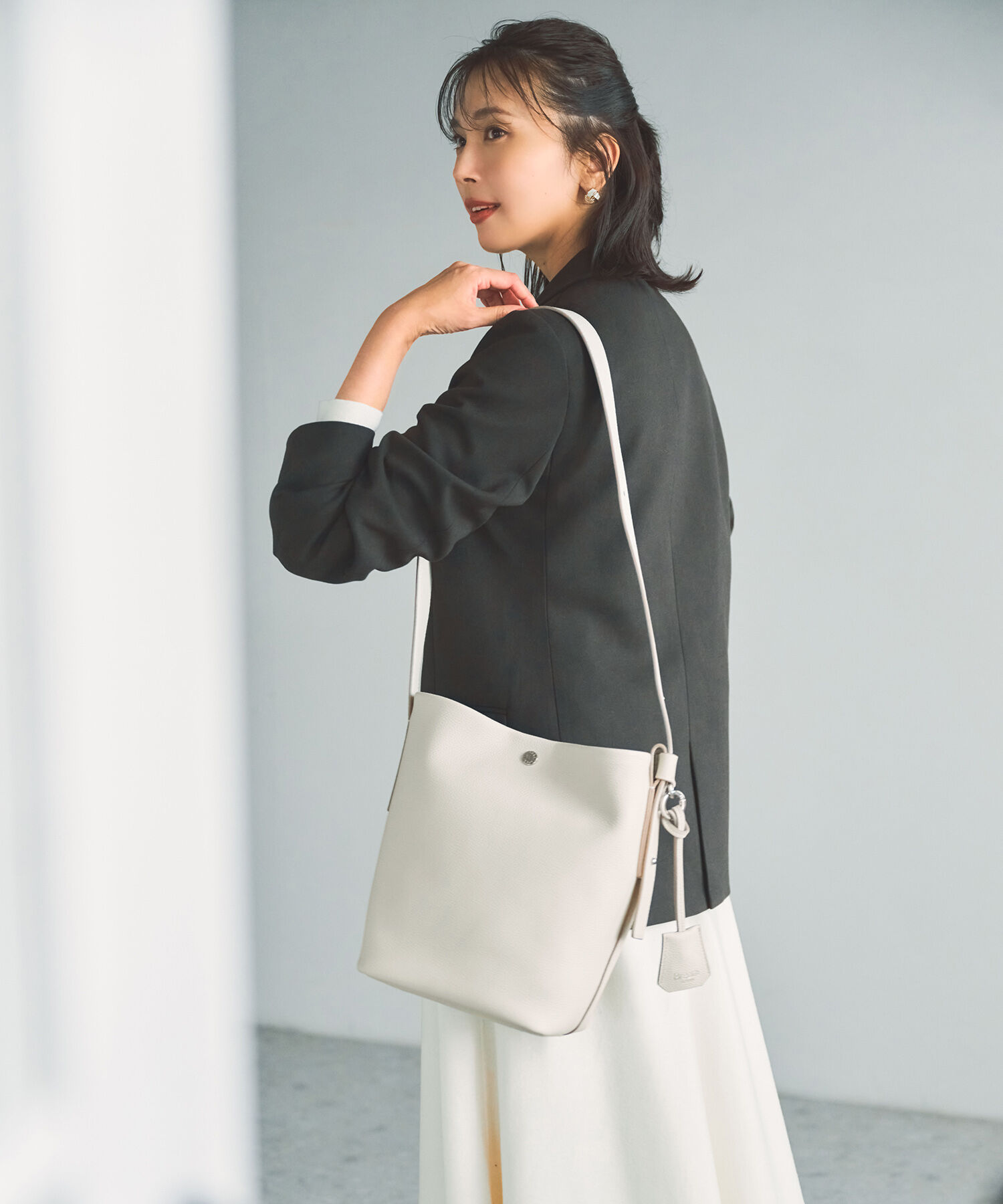 TOPKAPI BREATH「【Breath TOPKAPI】ELAN エラン シュリンクレザー ワンショルダーバッグ 」|トートバッグ|クリーム