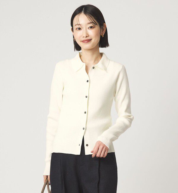 UNITED ARROWS green label relaxing「＜1_OF MINE＞エリツキ リブ ニット」|ニット・セーター|WHITE