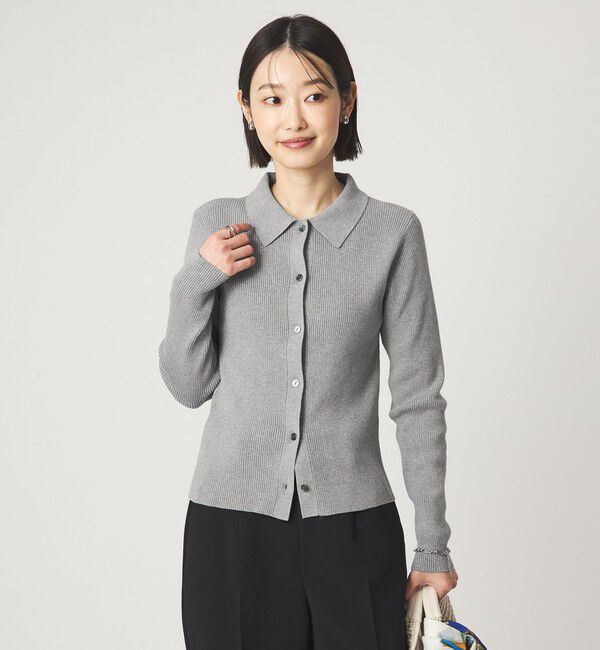 UNITED ARROWS green label relaxing「＜1_OF MINE＞エリツキ リブ ニット」|ニット・セーター|LT.GRAY