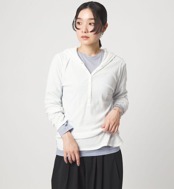 UNITED ARROWS green label relaxing「【WEB限定】＜at ease＞シアーテレコ フード ロングスリーブ カットソー」|Tシャツ・カットソー|