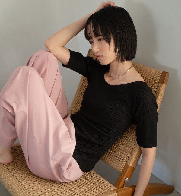 UNITED ARROWS green label relaxing「カップデザインネックTシャツ」|Tシャツ・カットソー|BLACK