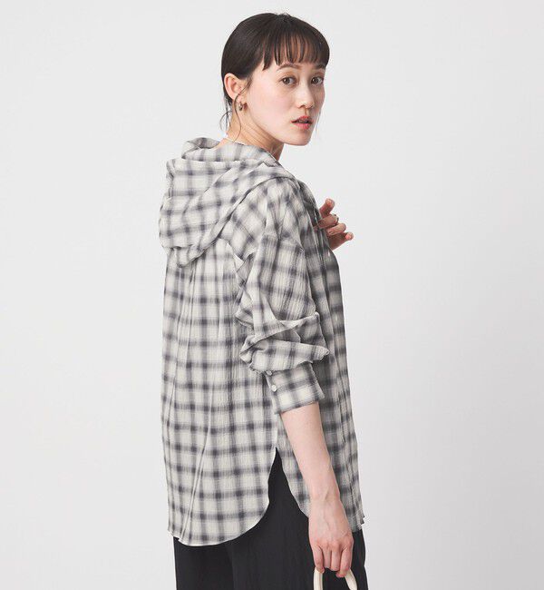 UNITED ARROWS green label relaxing「【WEB限定】＜at ease＞フード チェック シャツ」|シャツ・ブラウス|