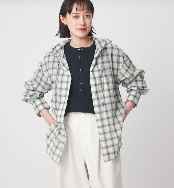 UNITED ARROWS green label relaxing「【WEB限定】＜at ease＞フード チェック シャツ」|シャツ・ブラウス|