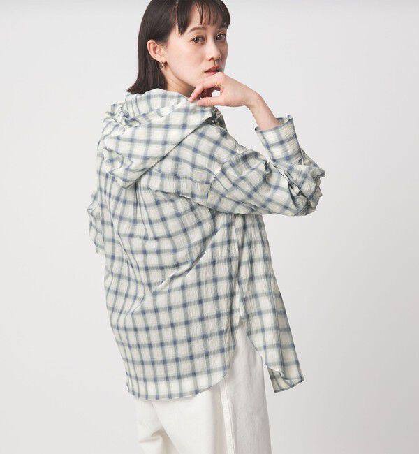 UNITED ARROWS green label relaxing「【WEB限定】＜at ease＞フード チェック シャツ」|シャツ・ブラウス|