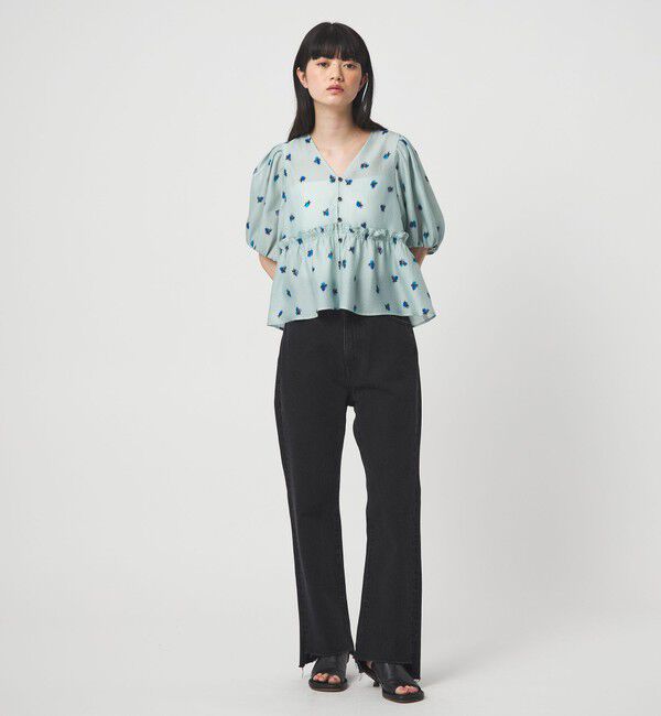 EMMEL REFINES「＜EMMEL REFINES＞EM フラワープリント パフスリーブ ブラウス」|シャツ・ブラウス|