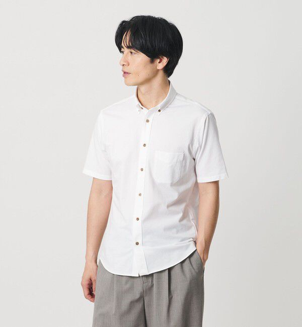 BEAUTY&YOUTH UNITED ARROWS「クイック ストレッチ シャンブレー ボタンダウン 半袖シャツ SLIM型 吸水速乾機能付き」|シャツ・ブラウス|