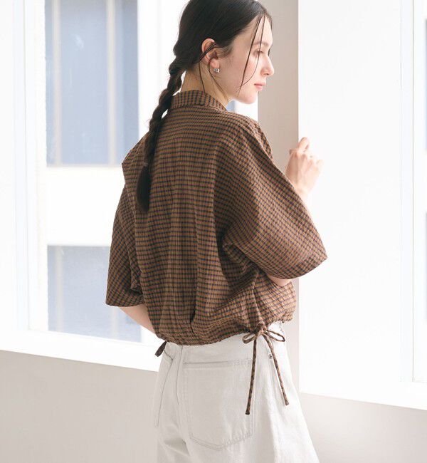 BEAUTY&YOUTH UNITED ARROWS「チェック ドローストリング シャツ ウォッシャブル」|シャツ・ブラウス|