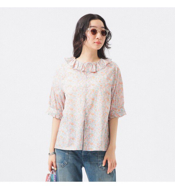 BEAMSBOY「リバティ フリル 5分袖 シャツ」|シャツ・ブラウス|