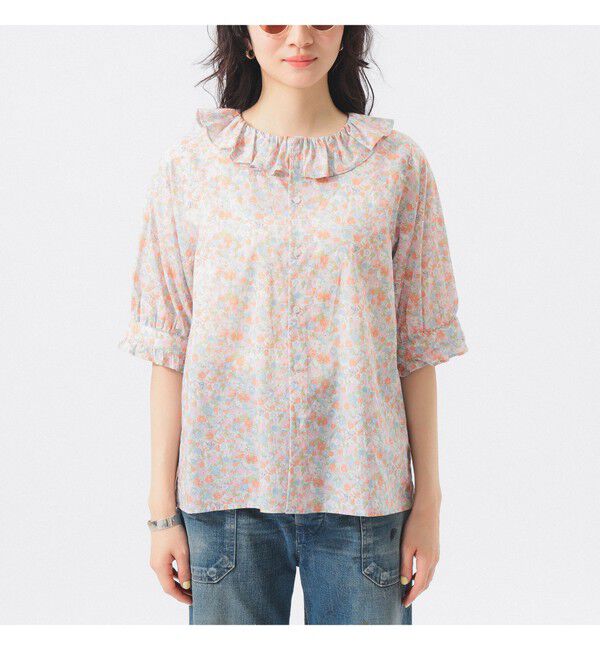 BEAMSBOY「リバティ フリル 5分袖 シャツ」|シャツ・ブラウス|