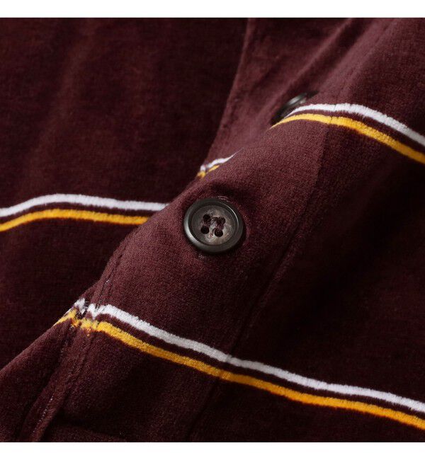 BEAMS「ワイドフィット ベロア ボーダー ポロシャツ」|ポロシャツ|