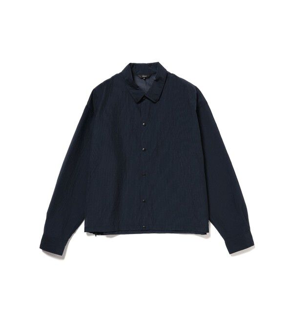 BEAMS「ショートレングス シアー コーチシャツ【ワイドショートフィット】」|シャツ・ブラウス|NAVY